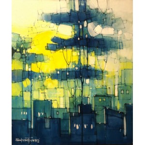 Salman Farooqi, 24 x 30 Inch, Acrylic on Canvas, Cityscape Painting, AC-SF-602